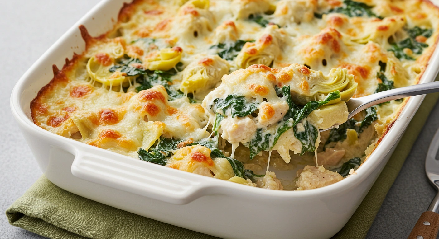 Cheesy Spinach Artichoke Chicken Bake